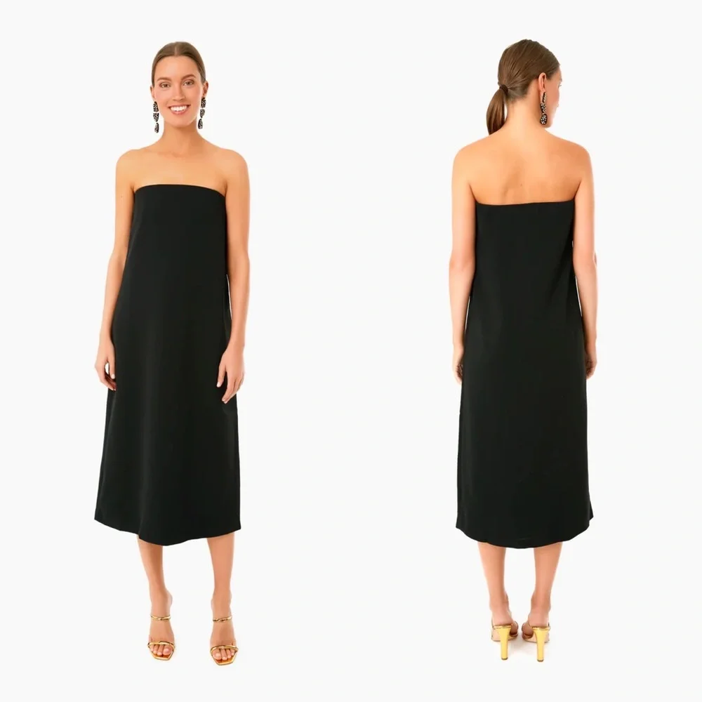 Tuckernuck Strapless Noir Crepe Marin Dress Black Size Small